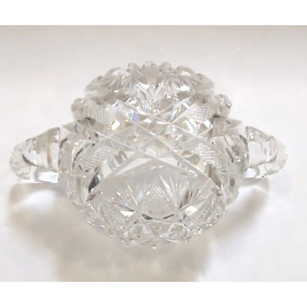Antique APB Cut Crystal Sugar Bowl, Sawtooth Rim, Two Handles - Picture 7 of 9